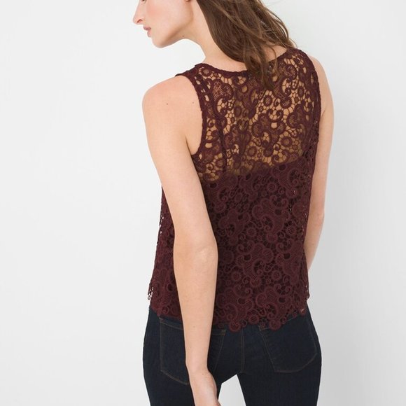 *2 for $25* WHBM Sleeveless Lace Tee - Picture 3 of 8